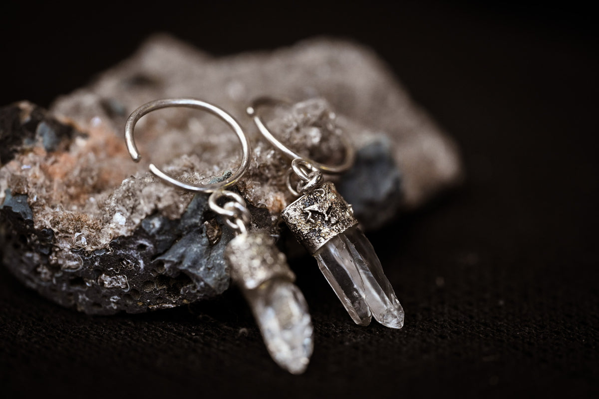 Pendientes punta de cuarzo India